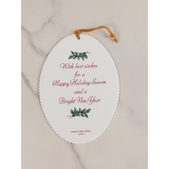 Nikko Ornament Fine China 5" Christmas Scalloped Hanging Tree Japan x2 Vintage - Picture 6 of 8